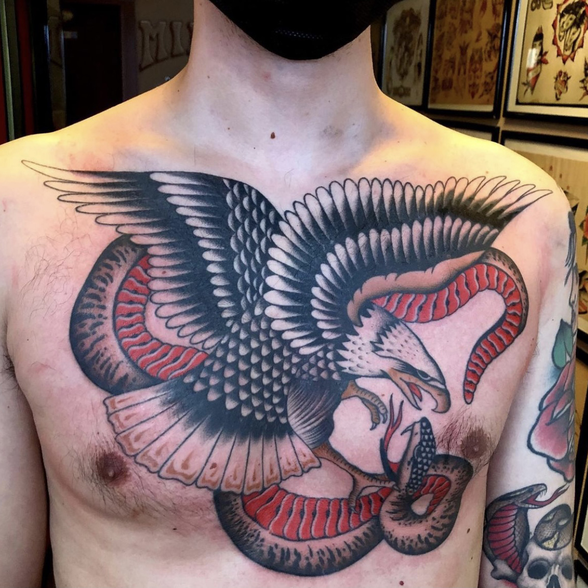 hourglass and eagle traditional color tattoo by Marco Biondi: TattooNOW